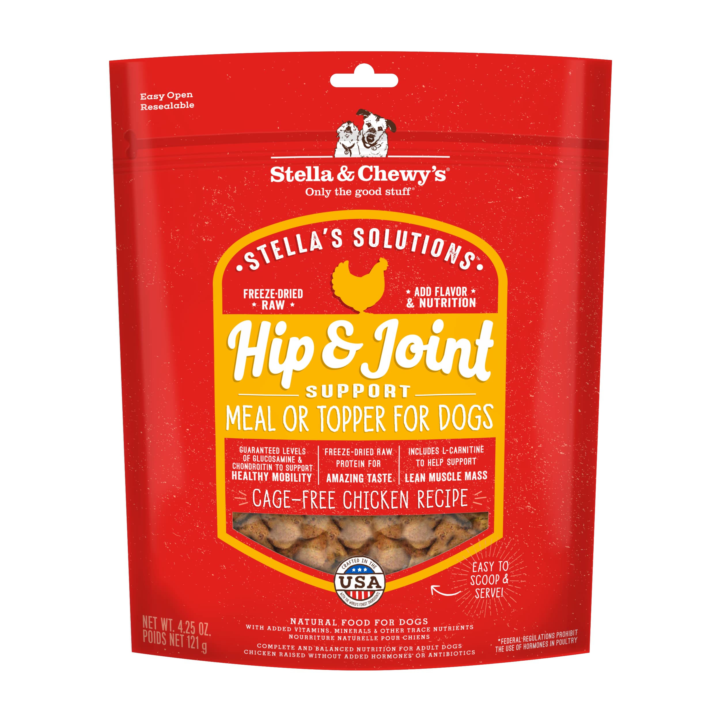 Stella & Chewy's Hip & Joint Solution en bouteille pour faciliter l'alimentation et la mobilité.