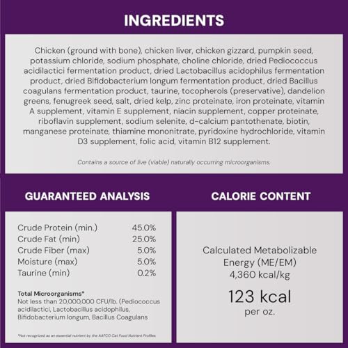 Ingrédients biologiques certifiés dans Stella & Chewy's pour chat.
