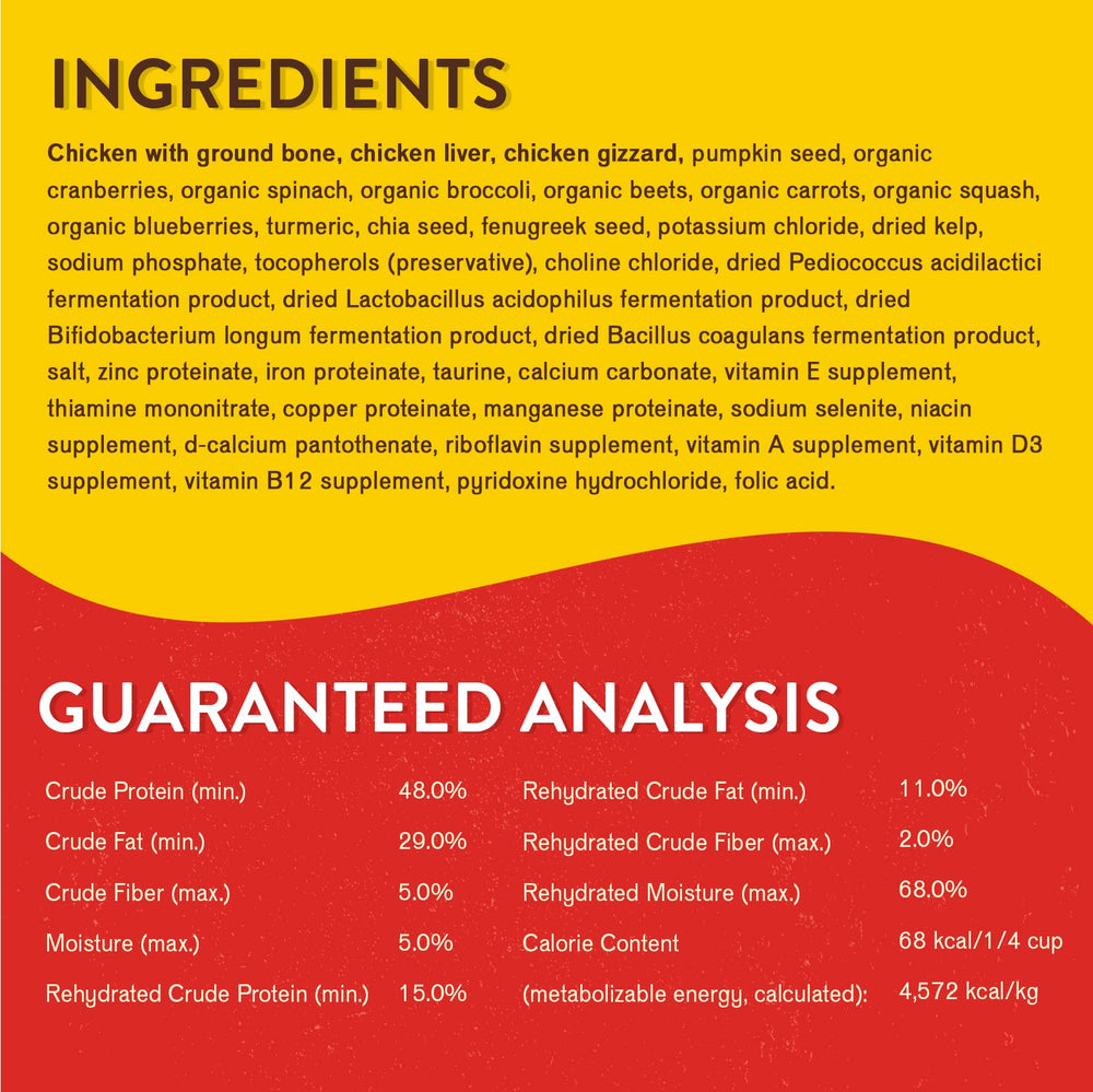 Ingrédients: organes et os pour nutrition naturelle Lil' Bites.