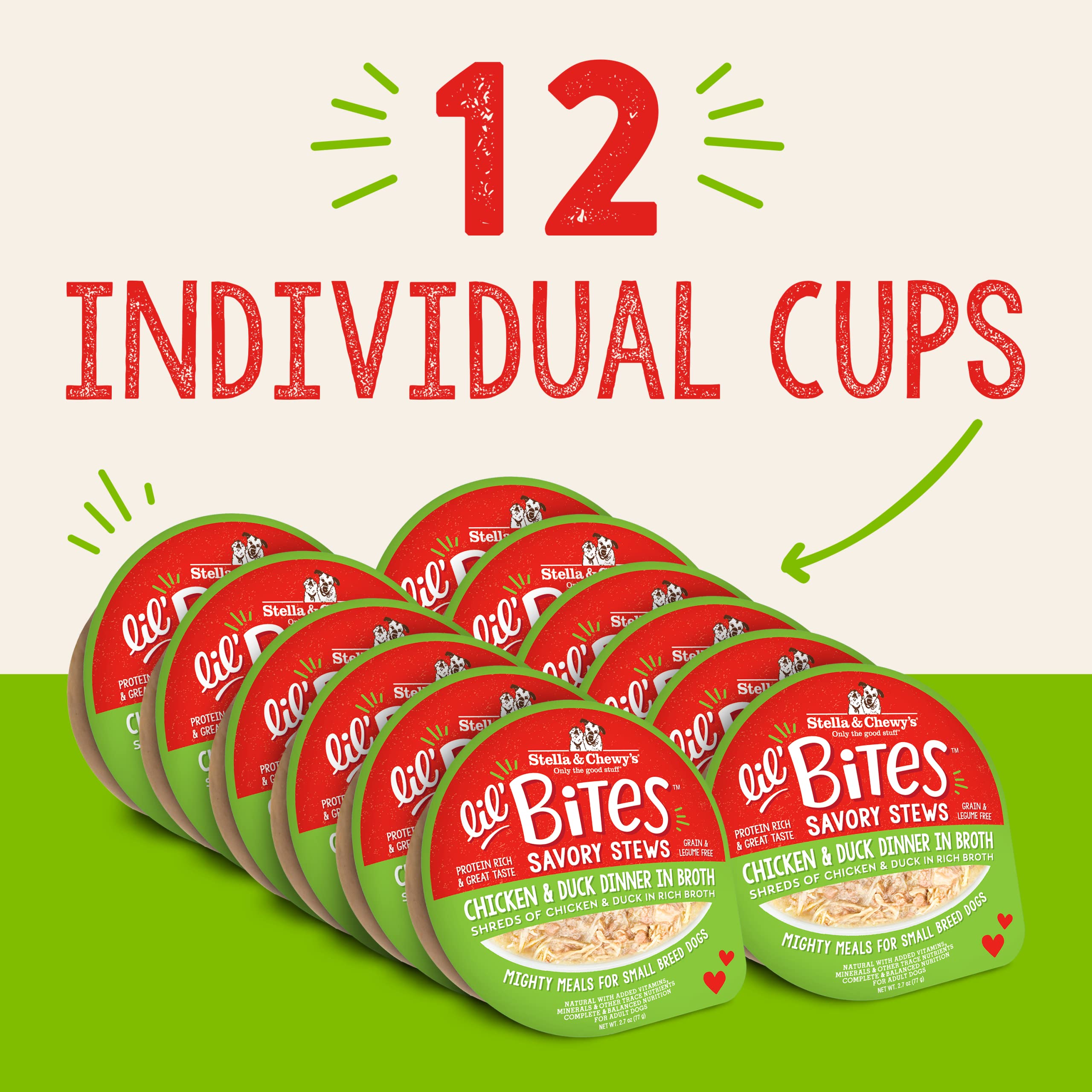 Lil Bites Savory Stews sans céréales: poulet et canard, parfait pour petits chiens.