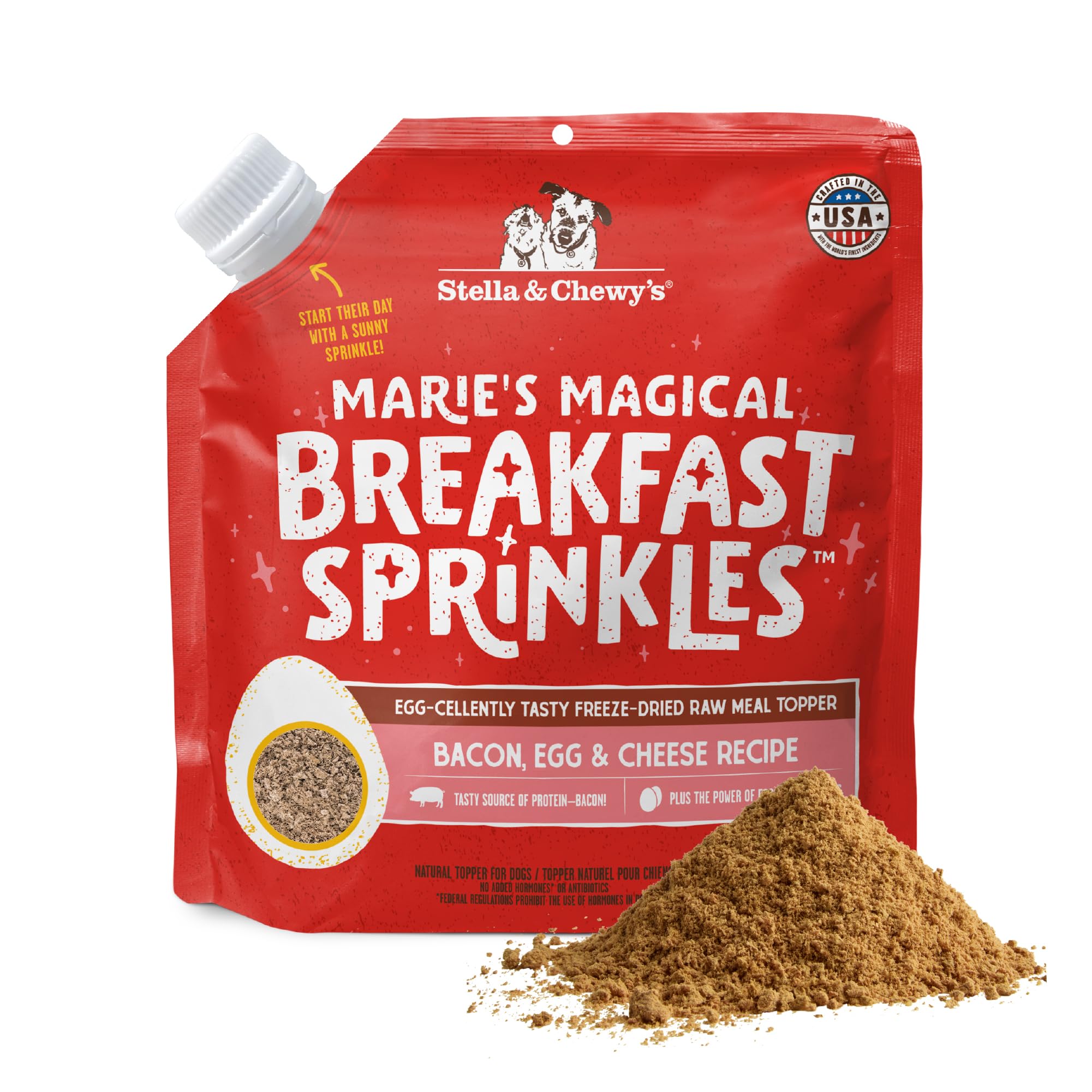 Stella & Chewy's Marie's Magical Breakfast Sprinkles au bacon, pour réveiller l'appétit au petit-déjeuner.