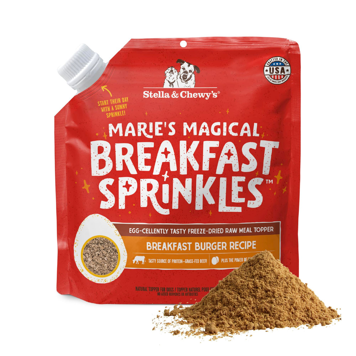 Stella & Chewy's Marie's Sprinkles – morceaux boeuf séché, rehausseur de repas pour chien.