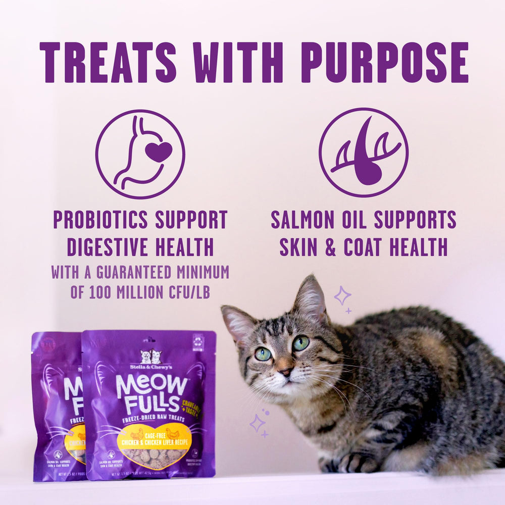 Stella & Chewy's Meowfulls huile de saumon pour pelage brillant et peau saine.