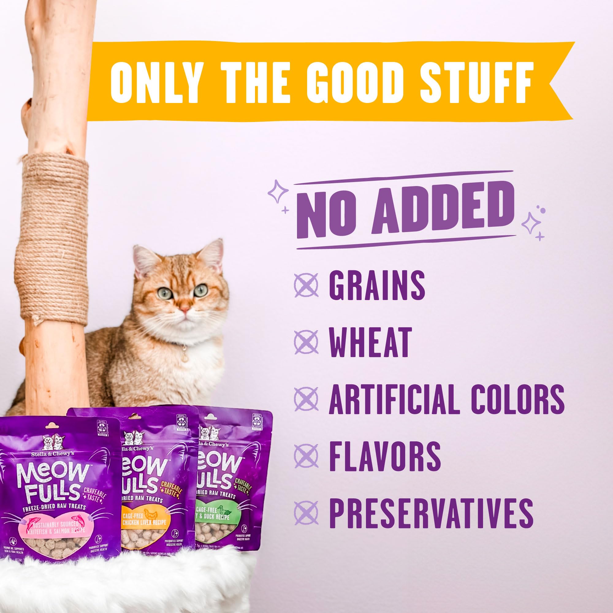 Stella & Chewy's Meowfulls nutrition lyophilisée sans conservateurs.