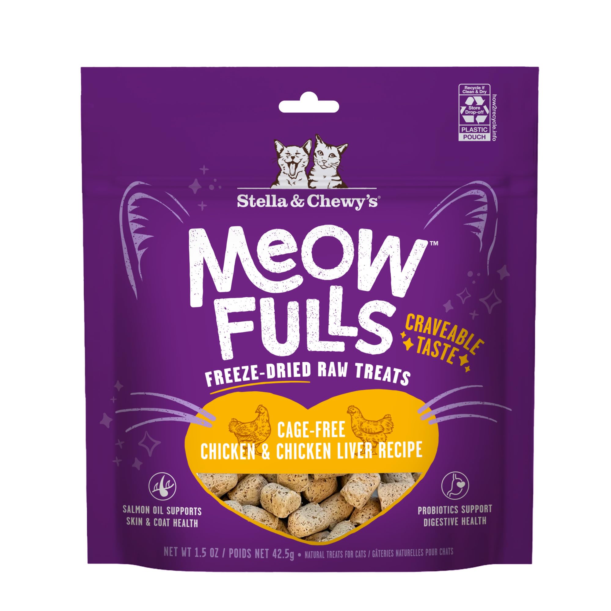 Stella & Chewy's Meowfulls bouchées au poulet, récompense protéinée et savoureuse.