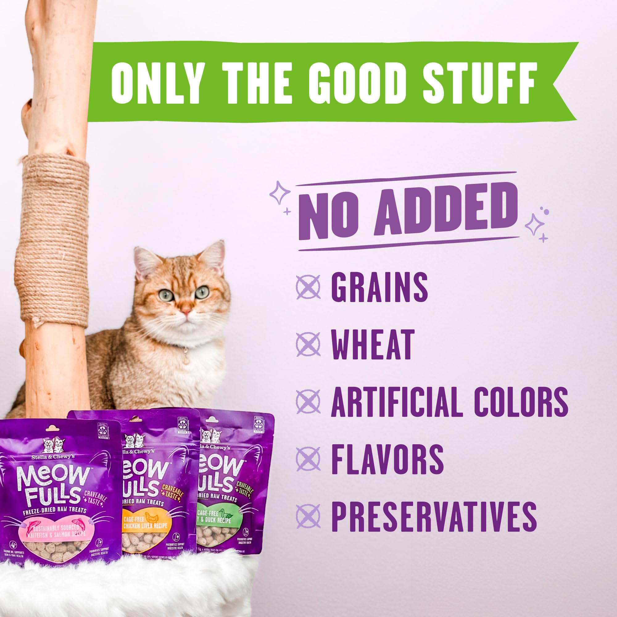 Meowfulls Stella & Chewy's, 1 kcal par friandise pour récompense légère.