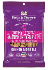 Stella & Chewy's morsels saumon-poulet – récompense savoureuse pour chat actif.