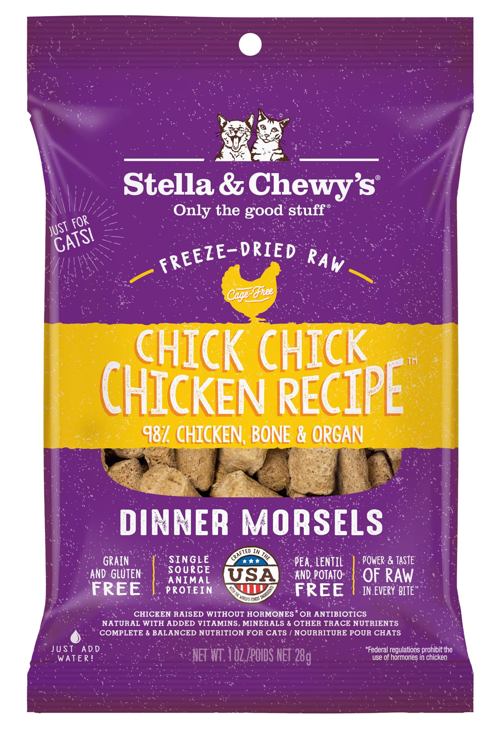 Morceaux Stella & Chewy's poulet séché, appétit déclenché et protéines naturelles.