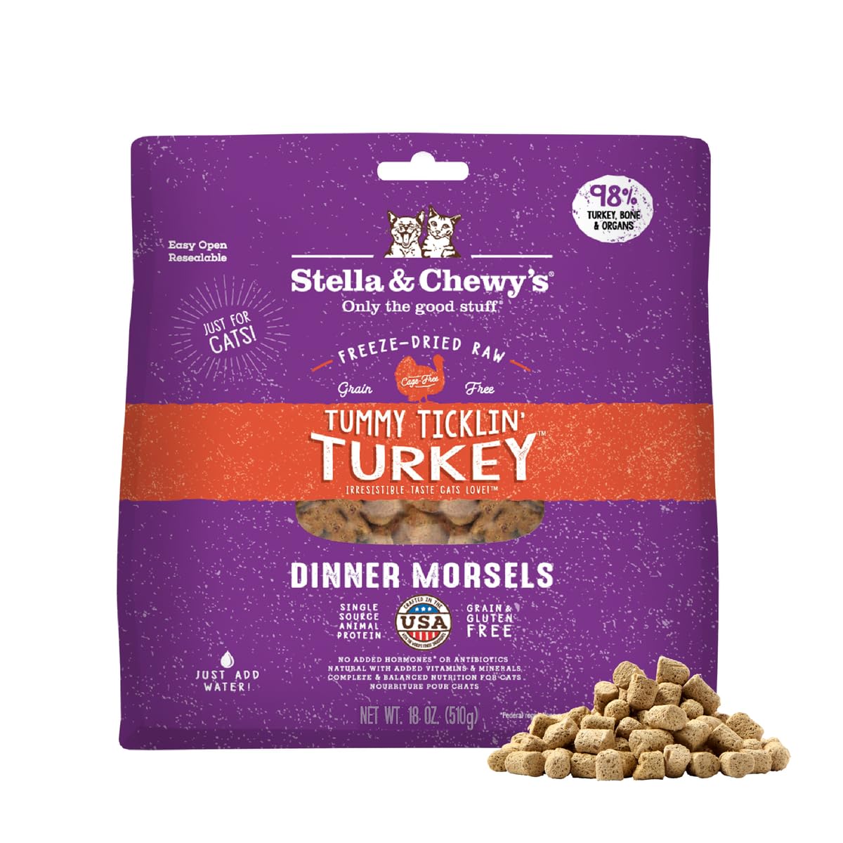 Stella & Chewy's Morceaux-seches-dinde, emballage pratique pour repas rapide et frais.
