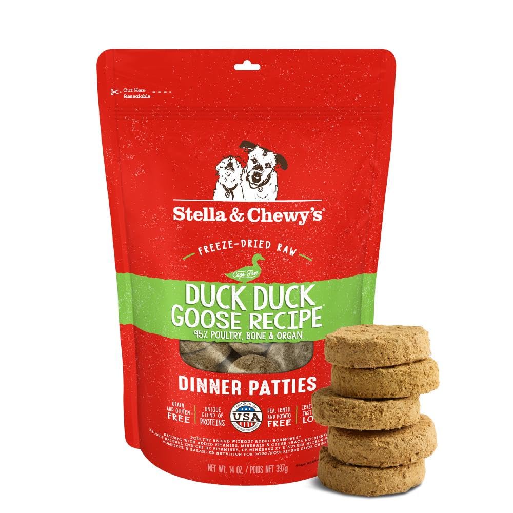Stella & Chewy's Patties Canard-Oie emballage clair et pratique pour stocker