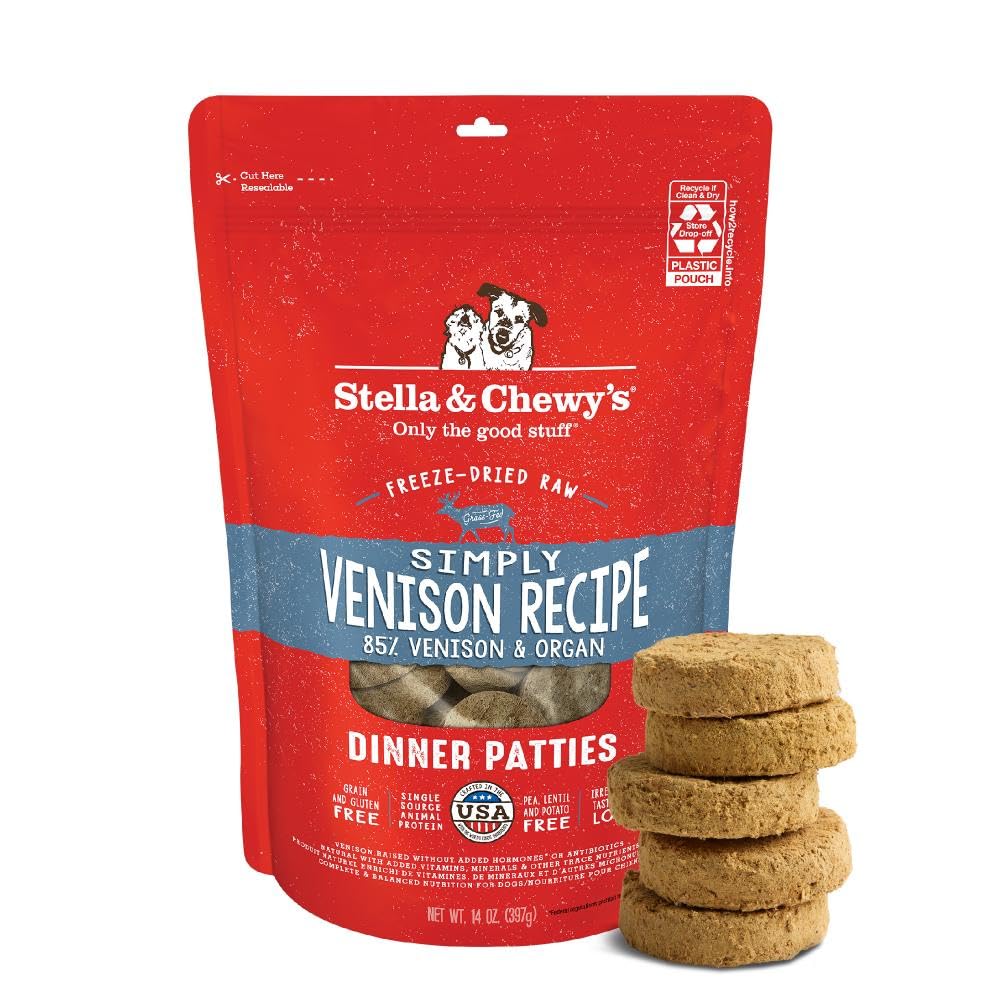 Stella & Chewy's patty venaison lyophilisée, texture appétissante pour chiens difficiles