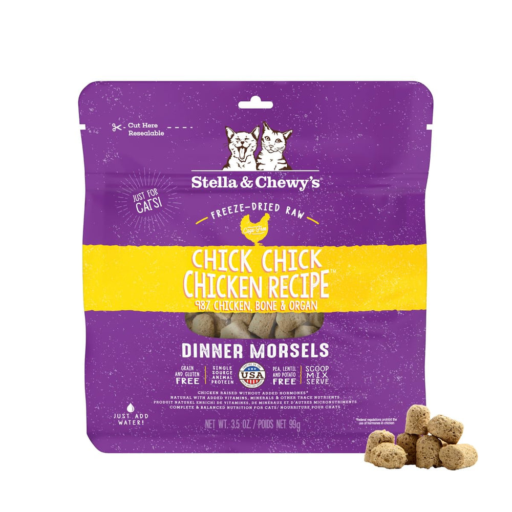 Stella & Chewy's – morceaux poulet lyophilisé pour chats actifs et gourmands.