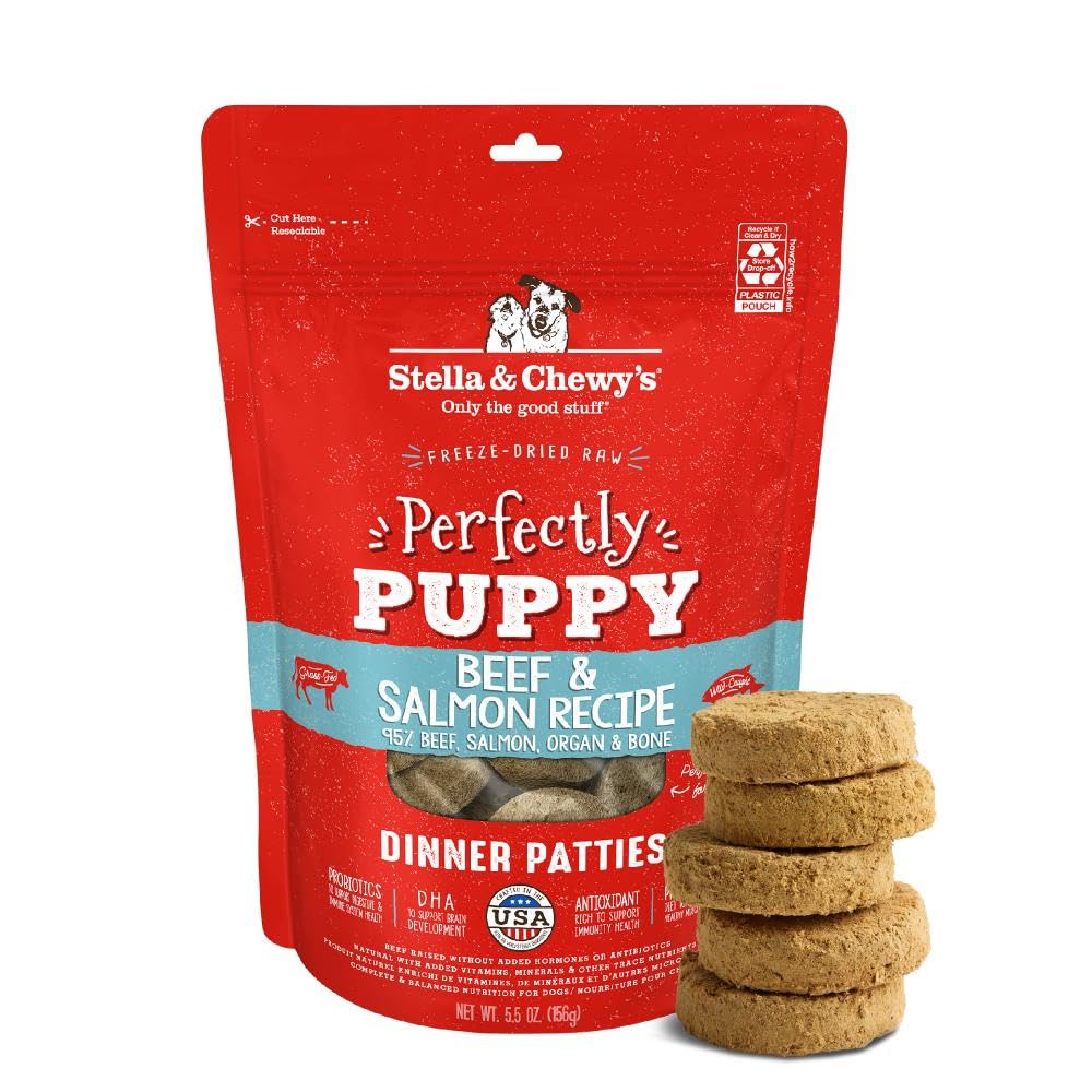Stella & Chewy's galettes sèches chiots boeuf saumon, protéines élevées