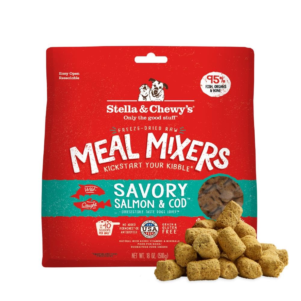 Stella & Chewy's saumon-cod-morceaux-seches: stimule l'appétit chez les chiens difficiles.