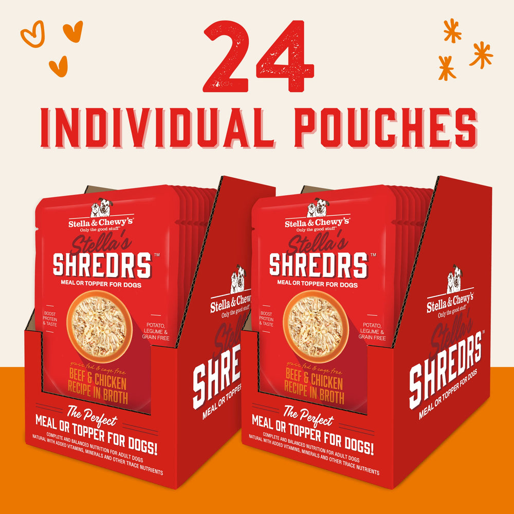 Stella & Chewy's Shredrs ouverture de poche pour service pratique.