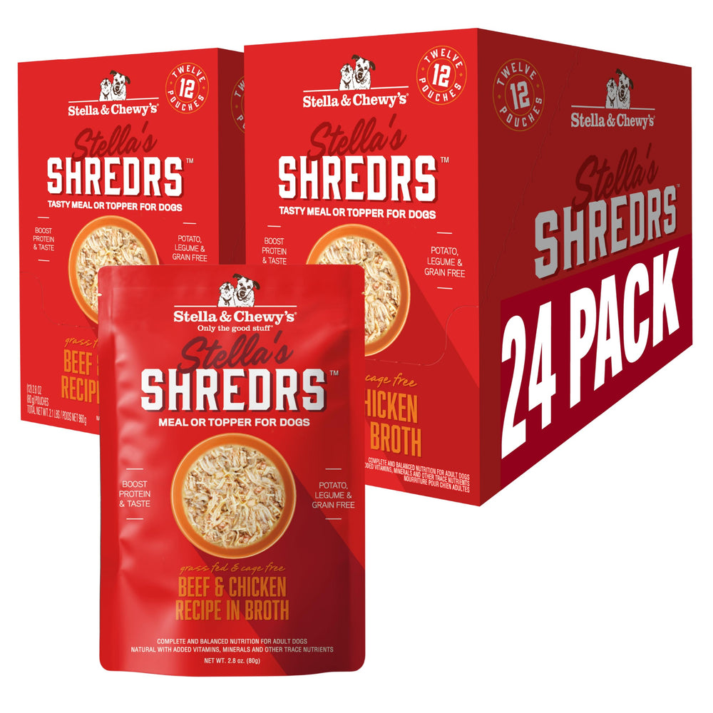 Stella & Chewy's Shredrs emballage prêt à servir pour repas rapides.