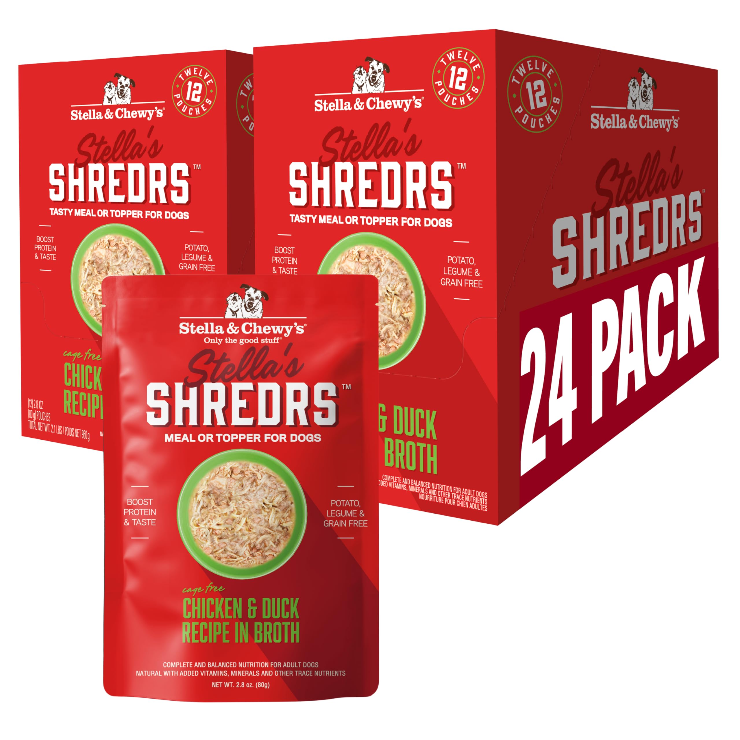Stella & Chewy's Shredrs emballage individuel, portions faciles à servir pour chiens