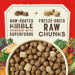 Chien dégustant le bol avec SuperBlends, appétence élevée.