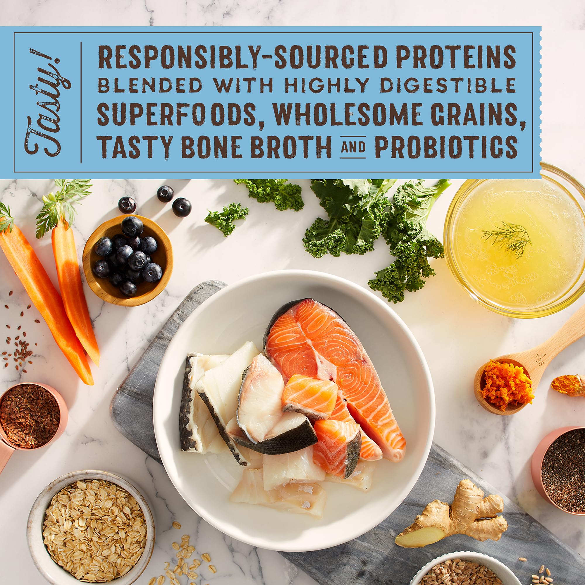Stella & Chewy's SuperBlends: grains entiers, texture rassasiante et équilibrée.