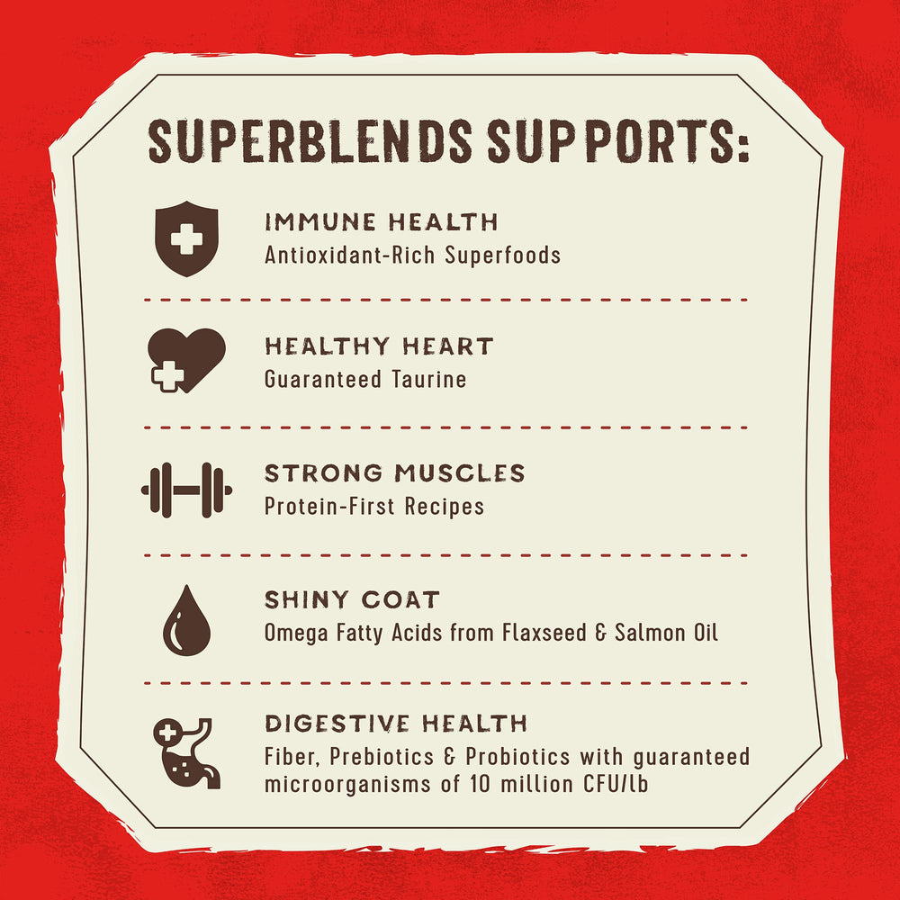 Stella & Chewy's SuperBlends: grains naturels et superaliments variés.