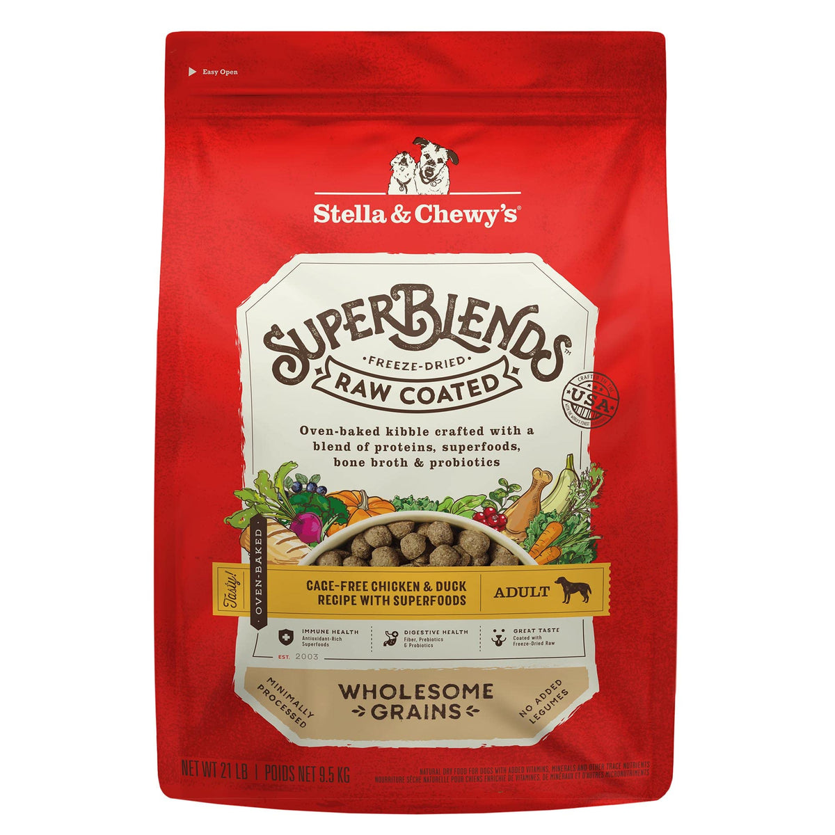 Stella & Chewy's SuperBlends sac 21 lb, repas complet pour chien.