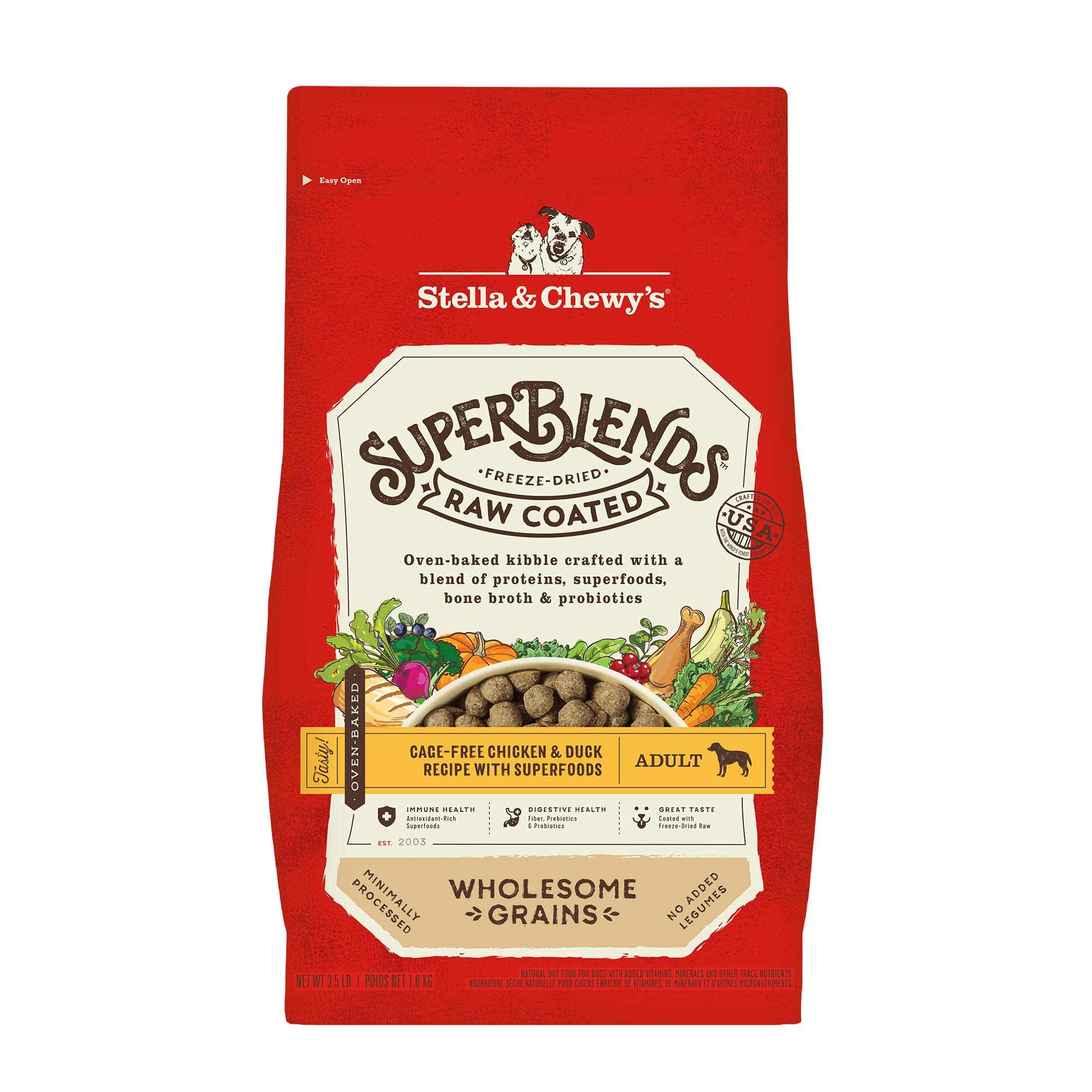 Sac Stella & Chewy's SuperBlends poulet et canard, sac de 1,6 kg, repas complet.