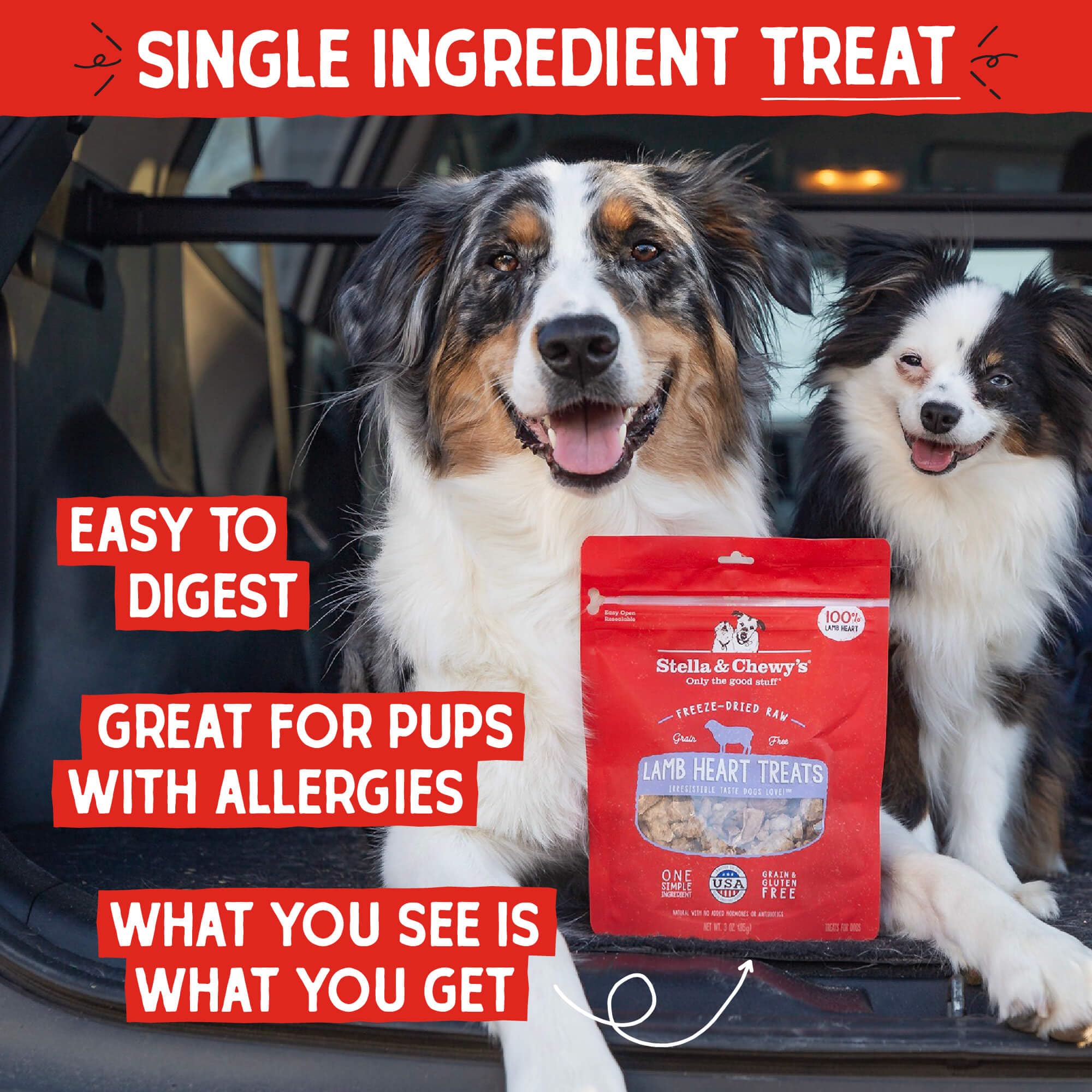 Récompense d'entraînement Stella & Chewy's Coeur d’agneau lyophilisé en morceaux