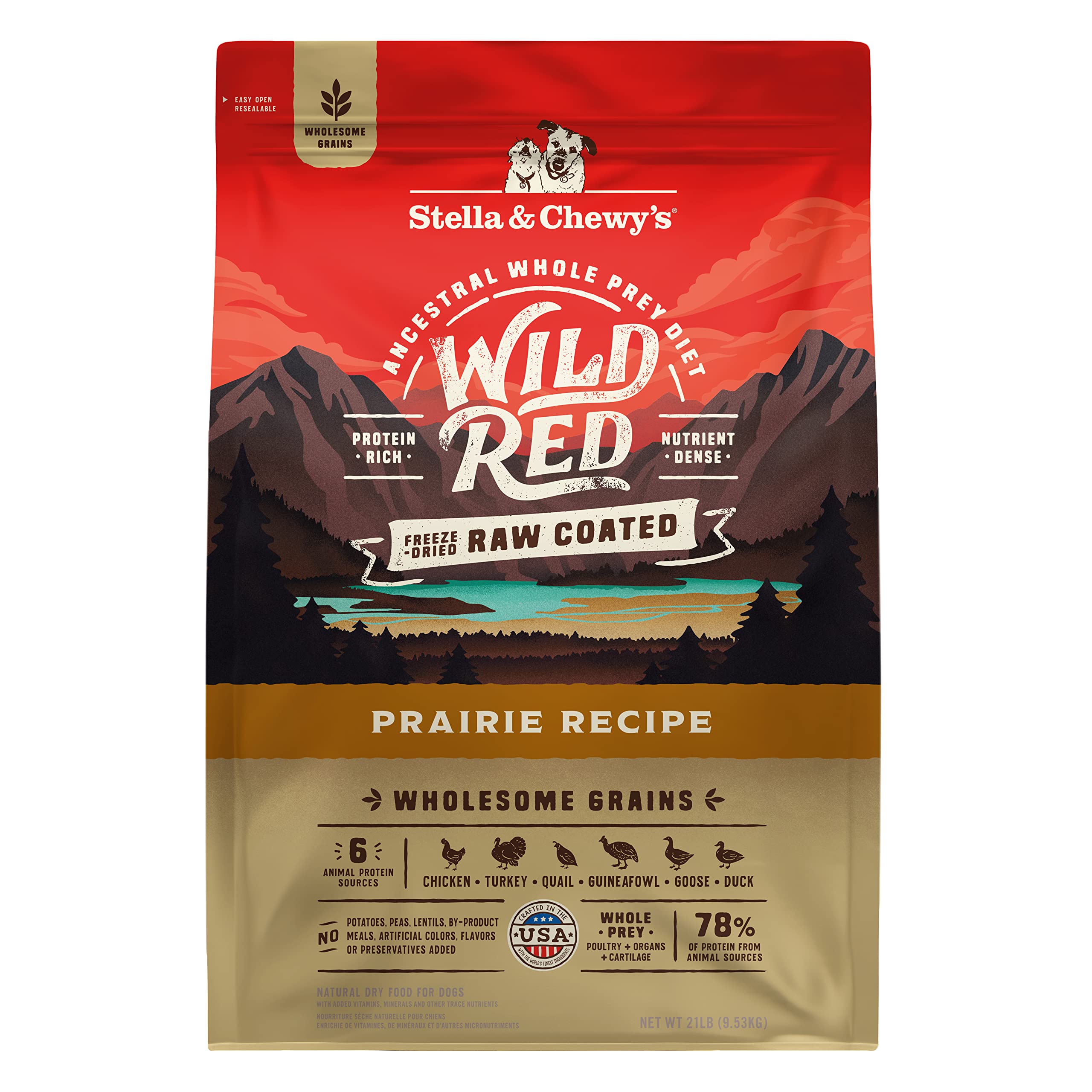 Stella & Chewy's Wild Red croquettes enrobées cru, goût riche et protéiné.
