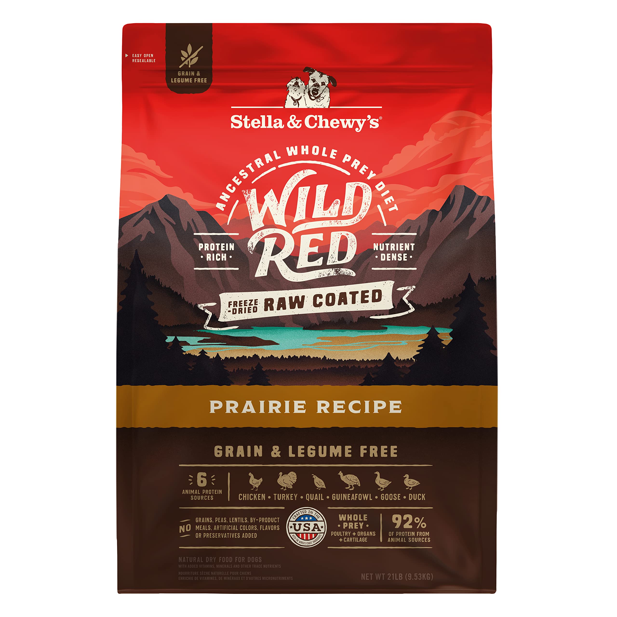 Stella & Chewy's Wild Red croquettes enrobées crues, goût protéiné pour chiens actifs