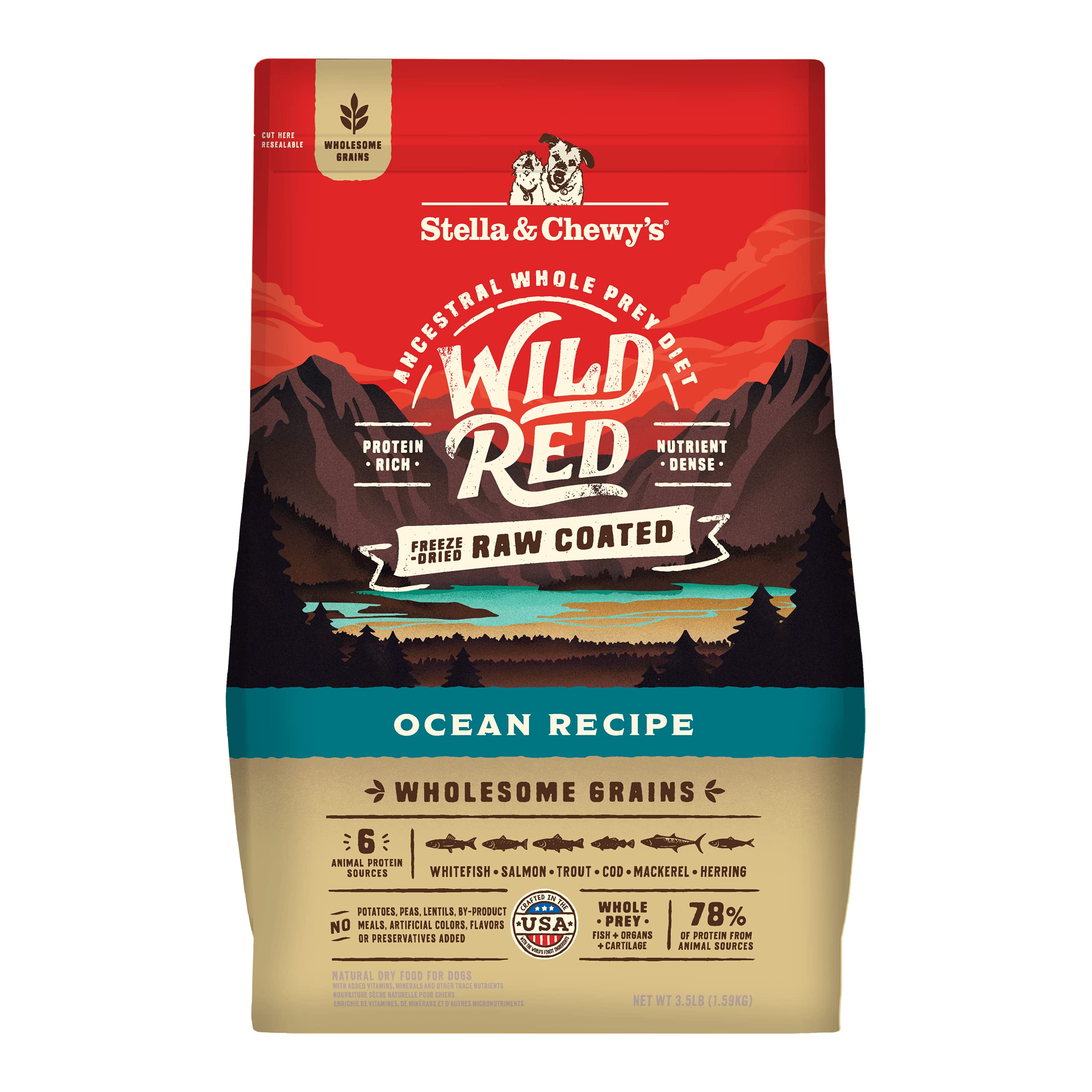 Stella & Chewy's Wild Red Ocean croquettes appétentes pour chiens actifs.