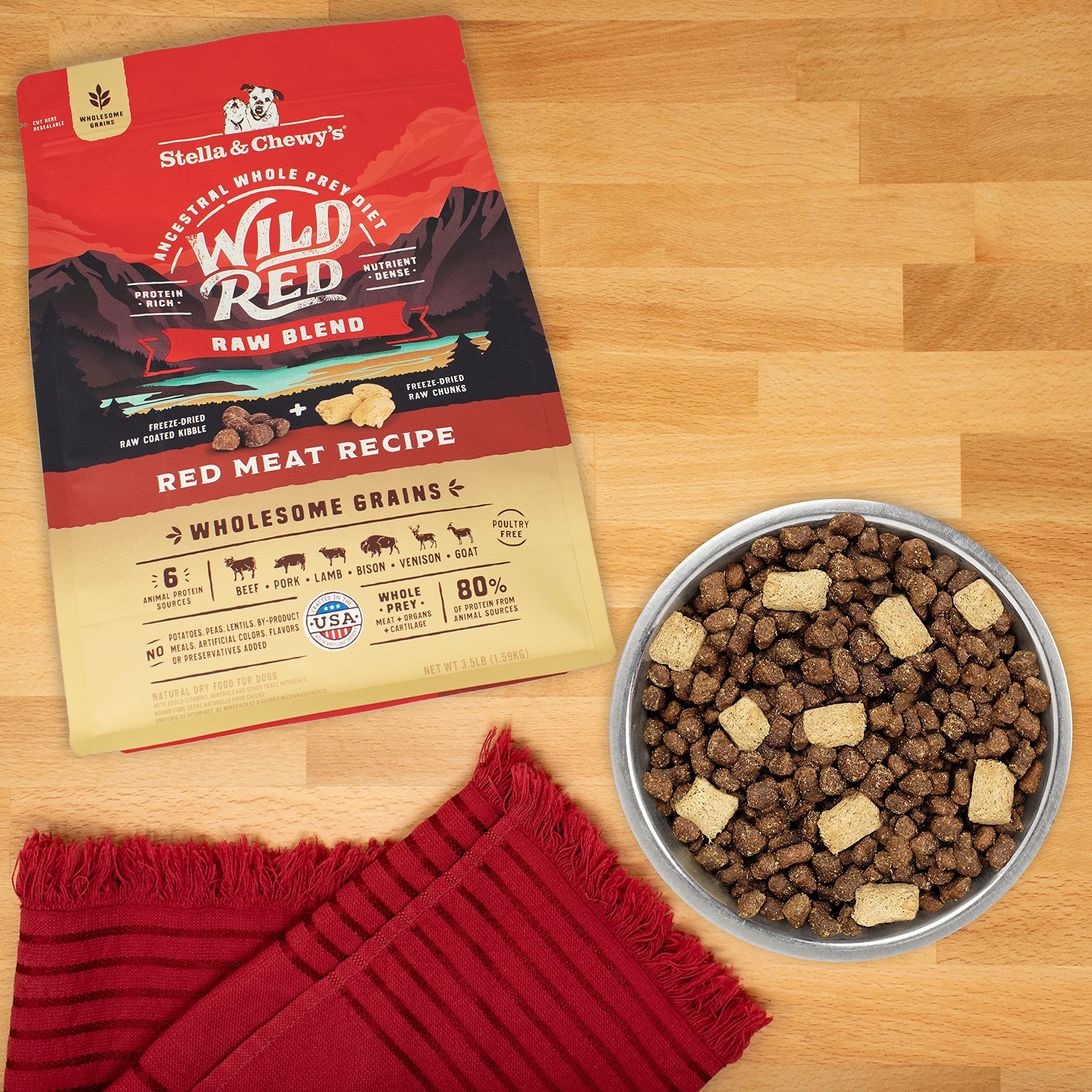 Stella & Chewy's Wild Red: protéines animales multiples sans volaille pour nourrir l'appétit naturel.