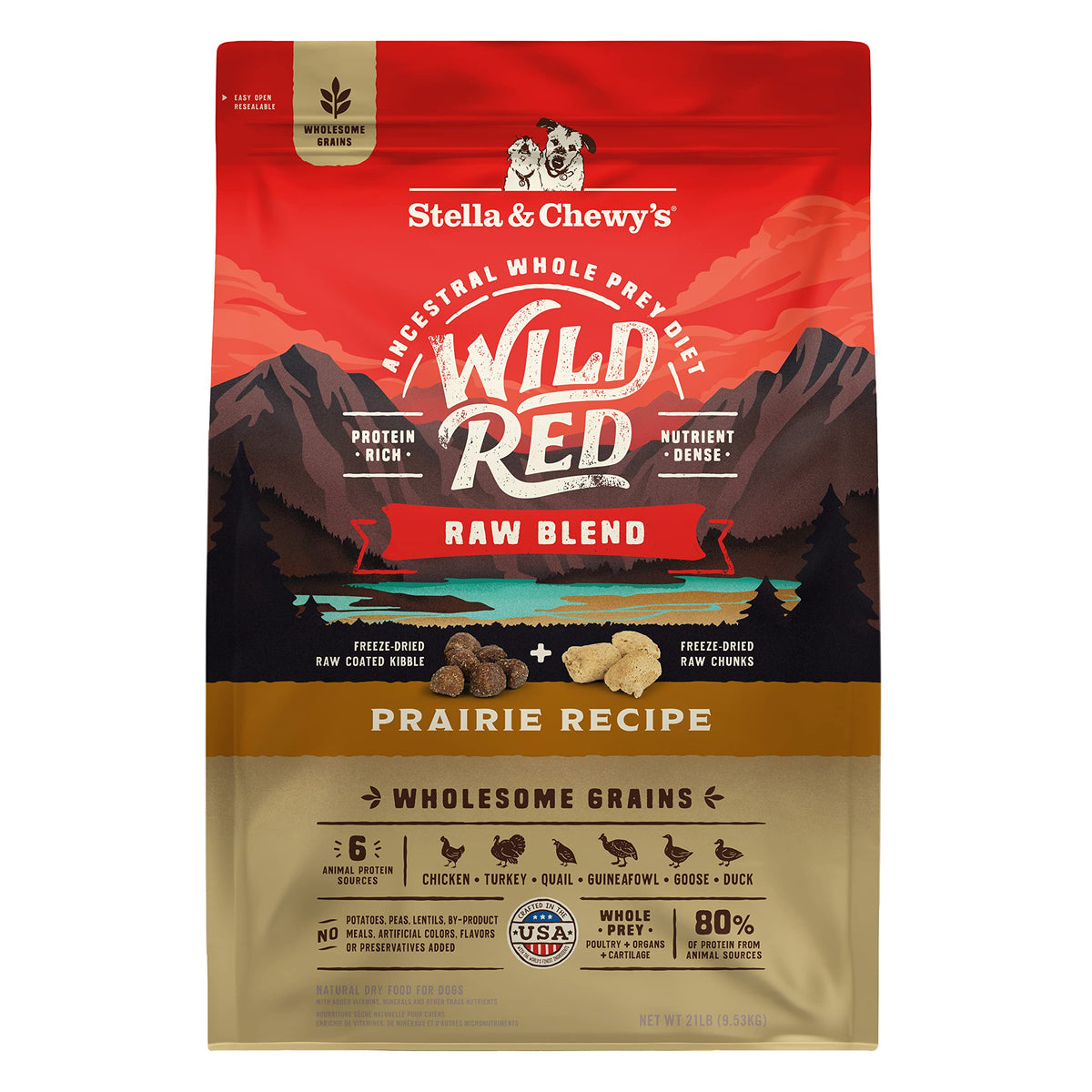 Sac 9,5 kg Stella & Chewy's Prairie Recipe, pratique à ranger.