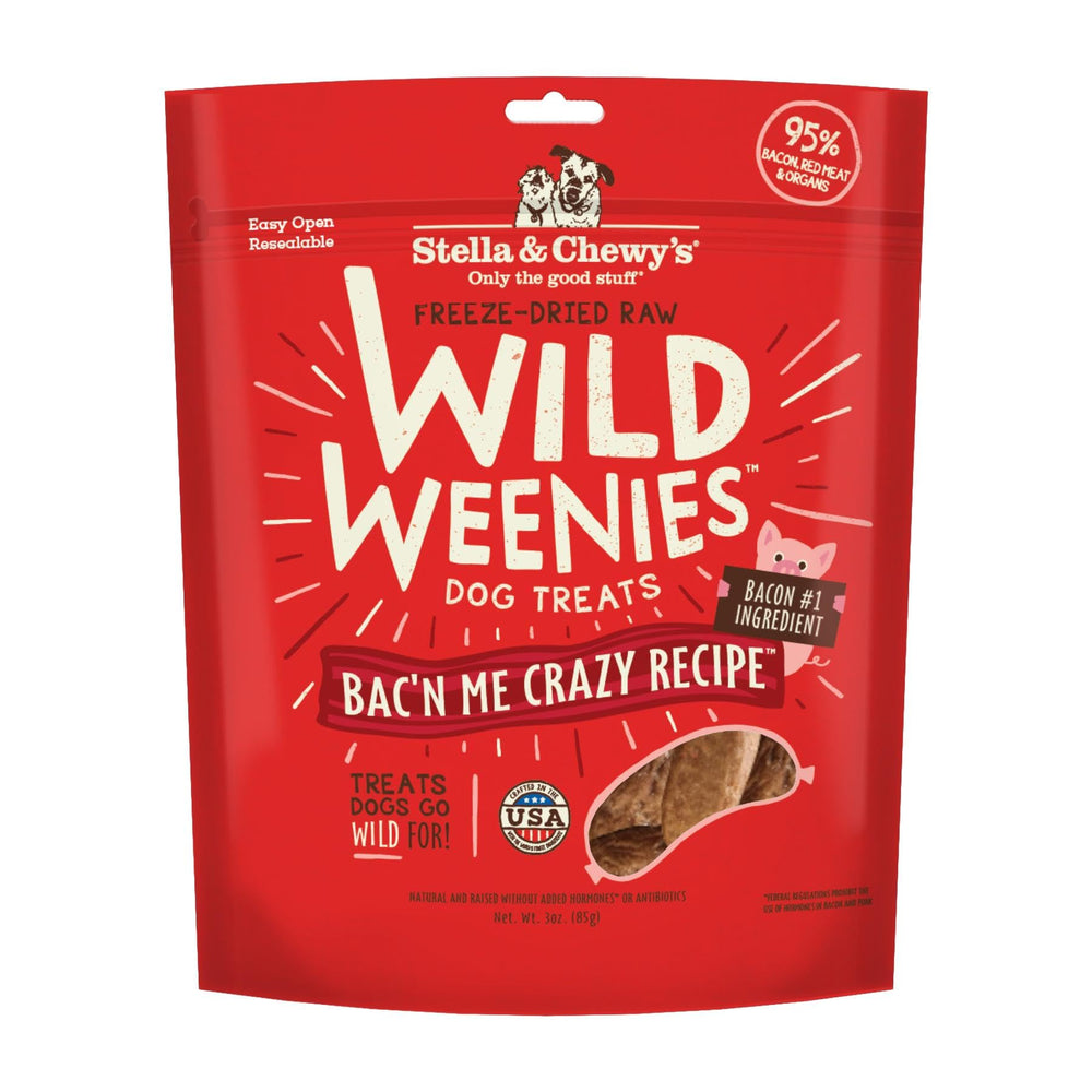 Stella & Chewy's Wild Weenies bacon lyophilisé, récompense idéale pour l'entraînement et la motivation des chiens