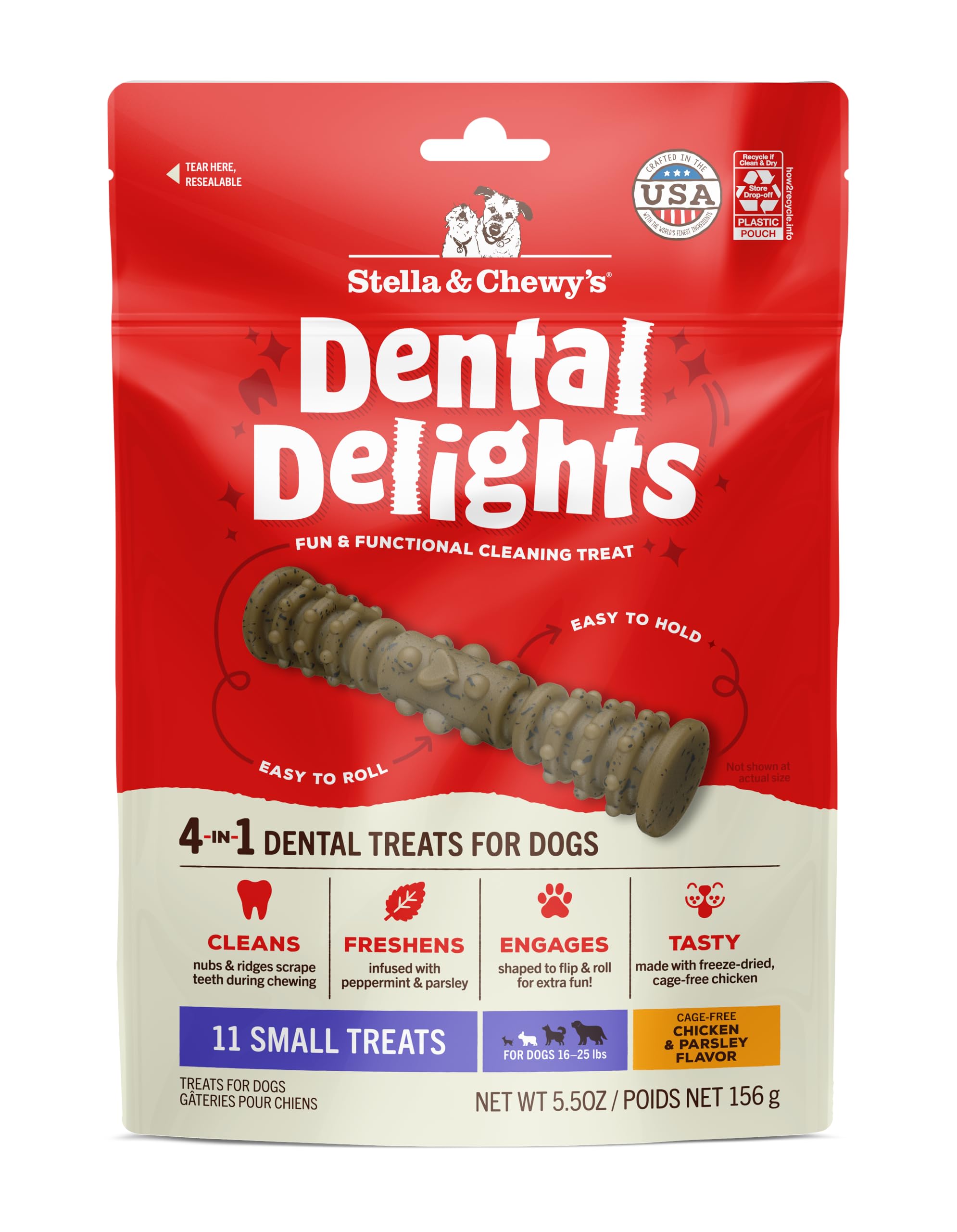 Stella & Chewy's Dental Delights, texture en relief avec picots pour un confort de mastication.