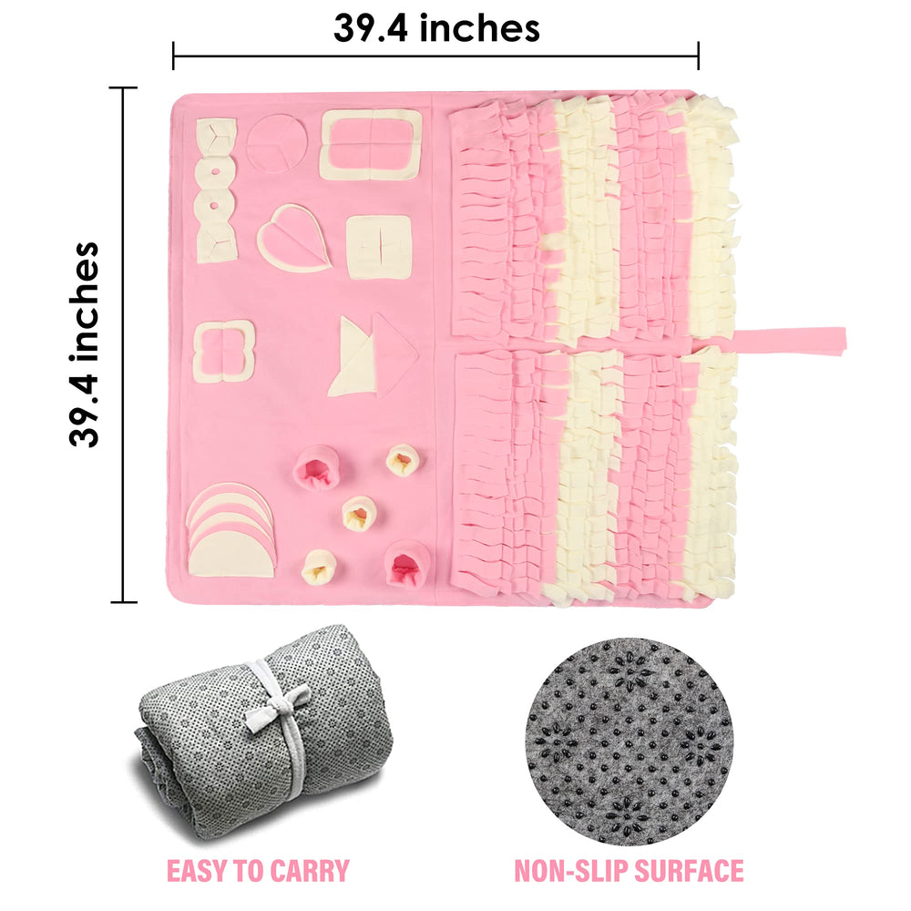 Stellaire Chern Snuffle Mat rose 100x100 cm, toucher doux grâce au polaire recyclé.