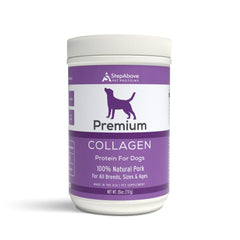 Step Above Proteins pot-proteine-gelatine-chien, source naturelle pour le pelage et les articulations.