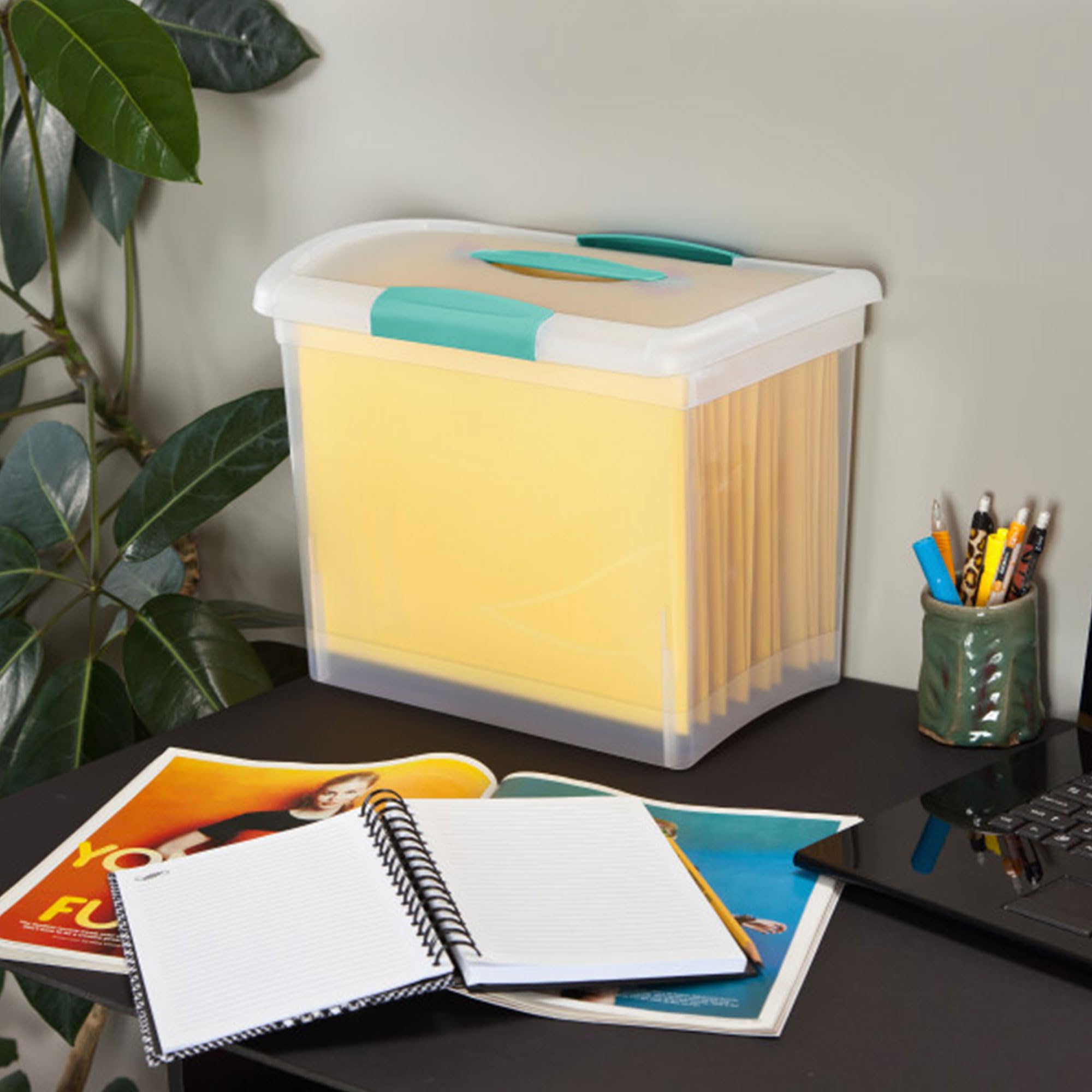 Sterilite ShowOffs: base en plastique clair pour identifier rapidement le contenu.
