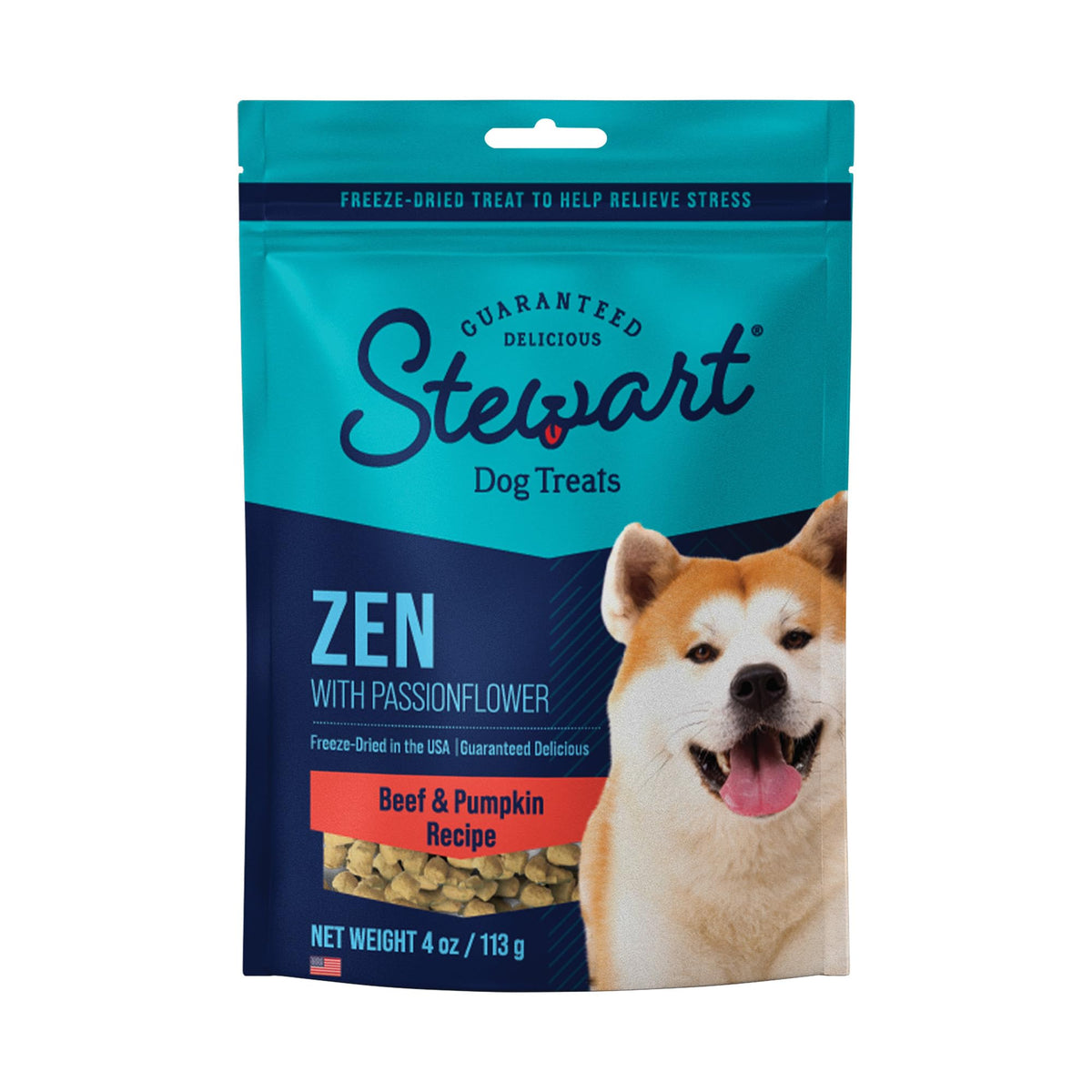Stewart Zen : friandises pour chien au boeuf et potiron favorisant le calme après l'entraînement.
