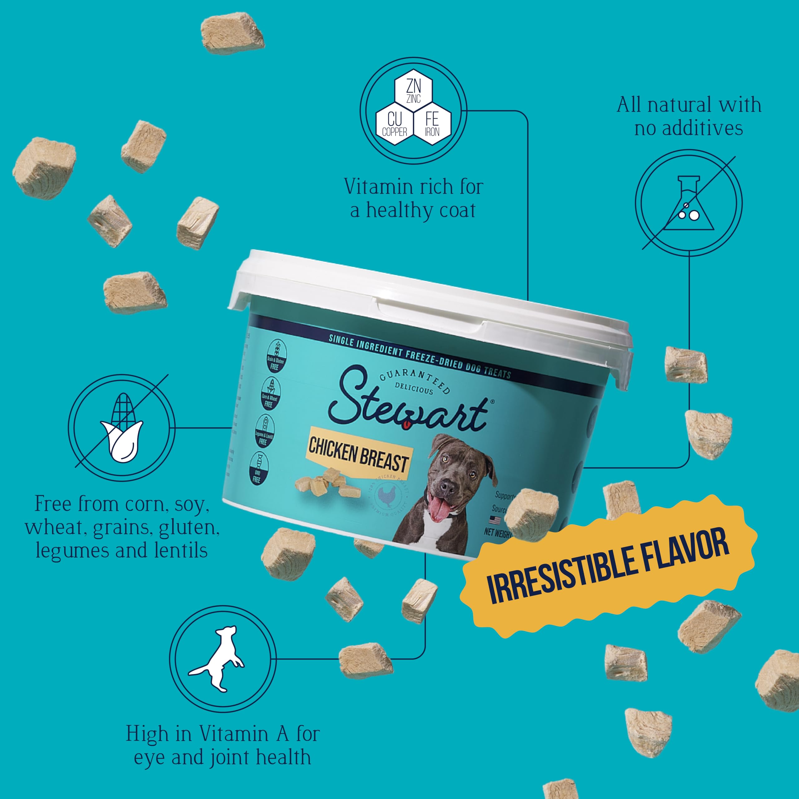 Stewart sans-grains: friandise adaptée aux chiens sensibles.