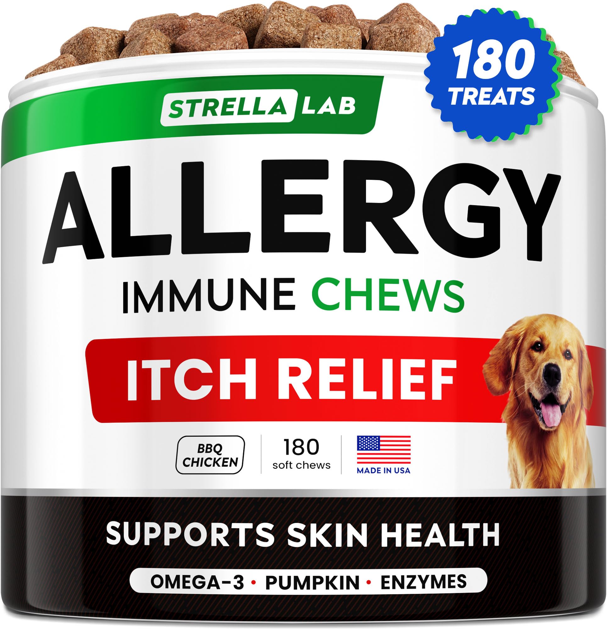 STRELLALAB bouchées-relief-allergie-chien – soutien potentiel pour calmer les démangeaisons
