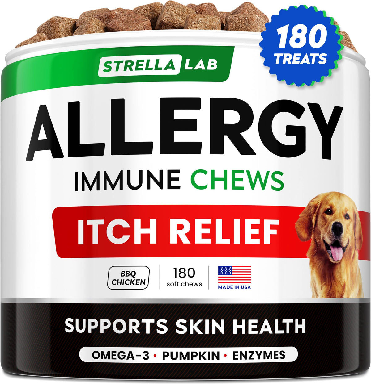 STRELLALAB bouchées-relief-allergie-chien – soutien potentiel pour calmer les démangeaisons
