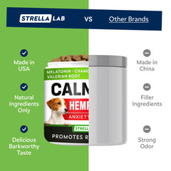 STRELLALAB Chanvre chien bouchées detente pour calmer anxiété et stress.