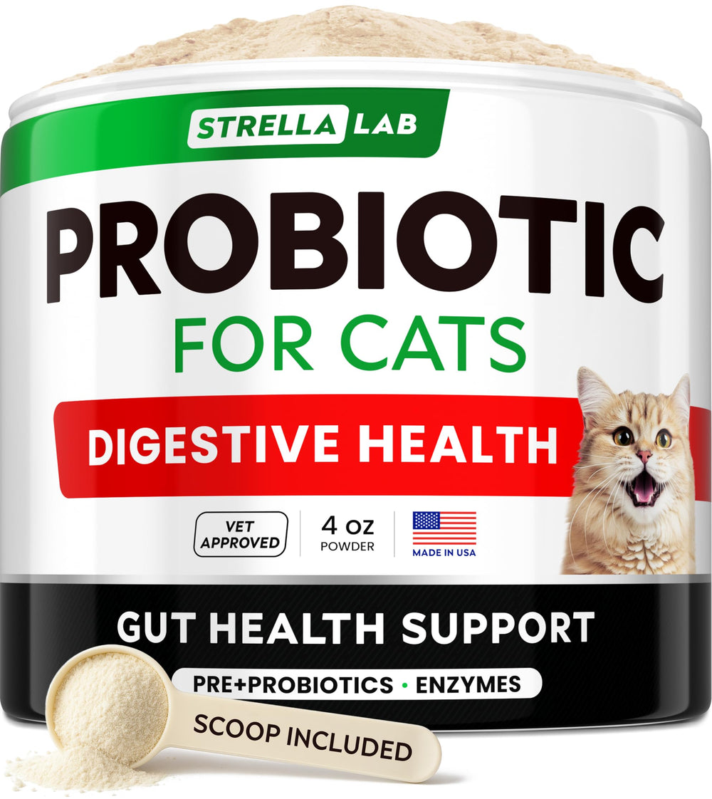 StrellaLab Poudre Probiotique pour Chats — mélange facile dans l'alimentation.