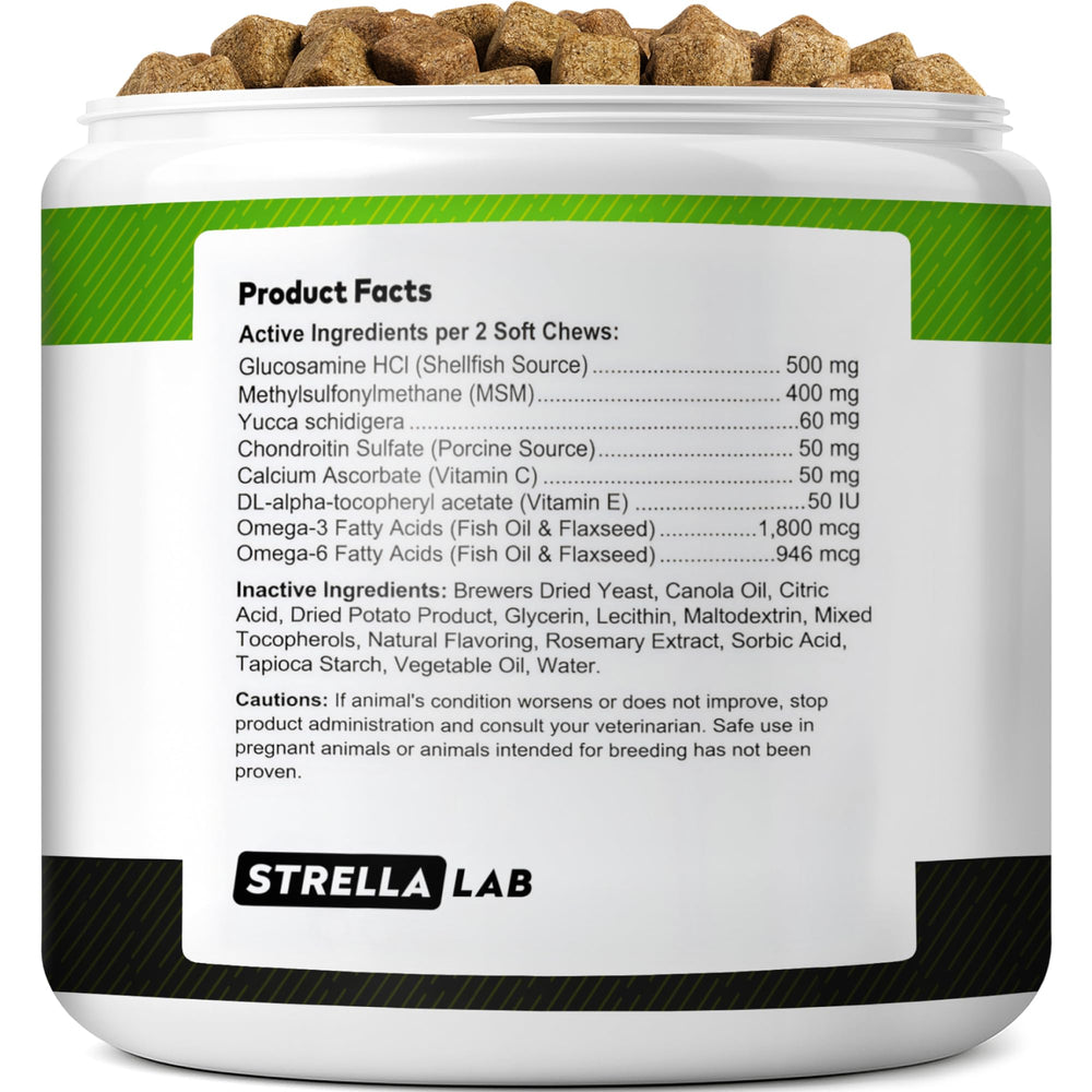 STRELLALAB chondroïtine-msm-chews pour articulation et flexibilité du chien.