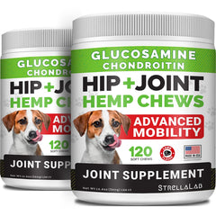 STRELLALAB: duo-pack friandises chanvre pour chiens – soutien articulaire quotidien.