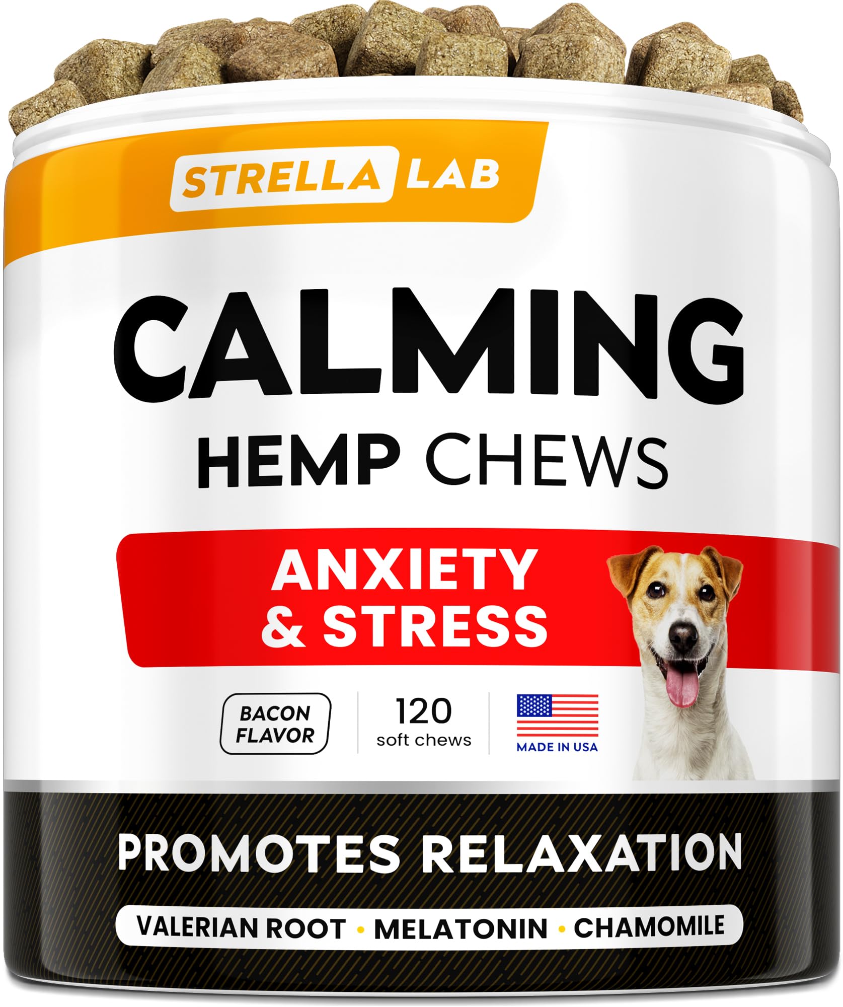STRELLALAB friandises apaisantes chien en bouteille favorisant le calme lors des feux d'artifice.