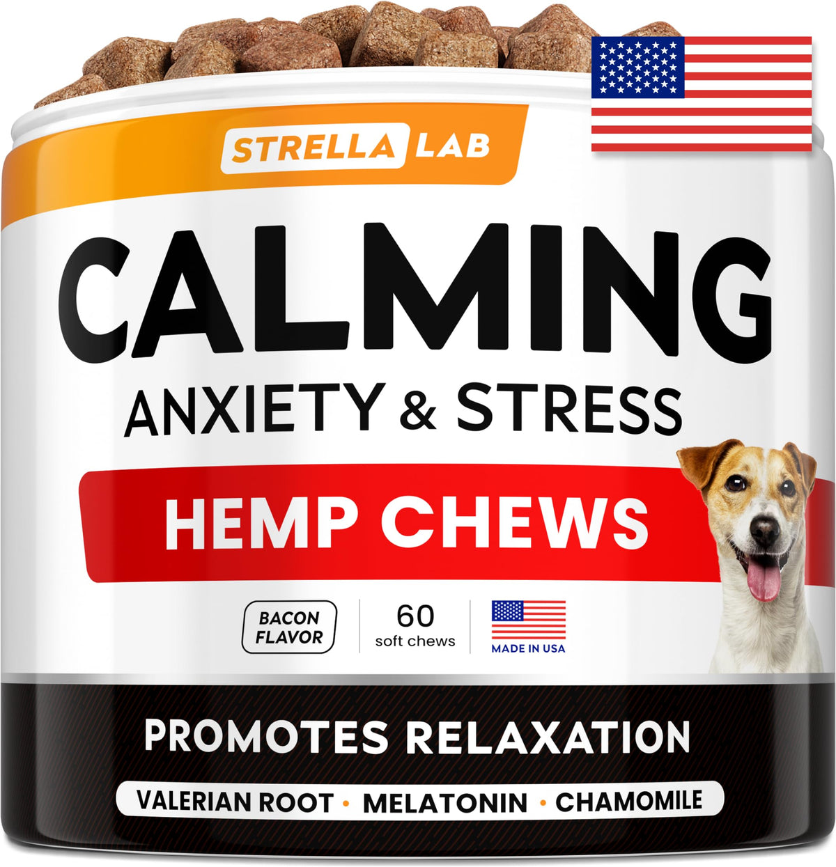 Friandises STRELLALAB pour chiens, calmant lors de feux d'artifice et bruits forts.