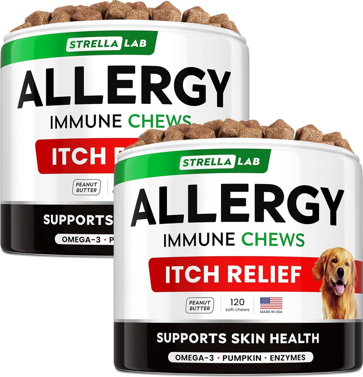 StrellaLab friandises-relief-demangeaisons pour chien, favorisant le confort cutané.