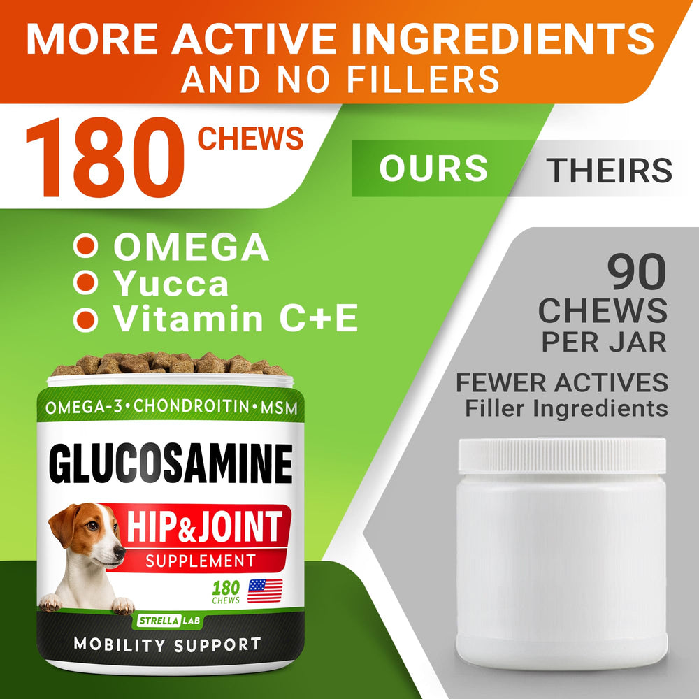 STRELLALAB Glucosamine pour chien omega3 huile — apport nutritionnel pour articulations