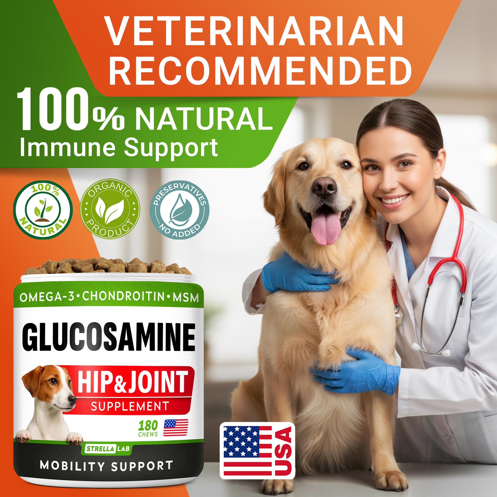 STRELLALAB Glucosamine pour chien soutien quotidien — amélioration possible de la routine